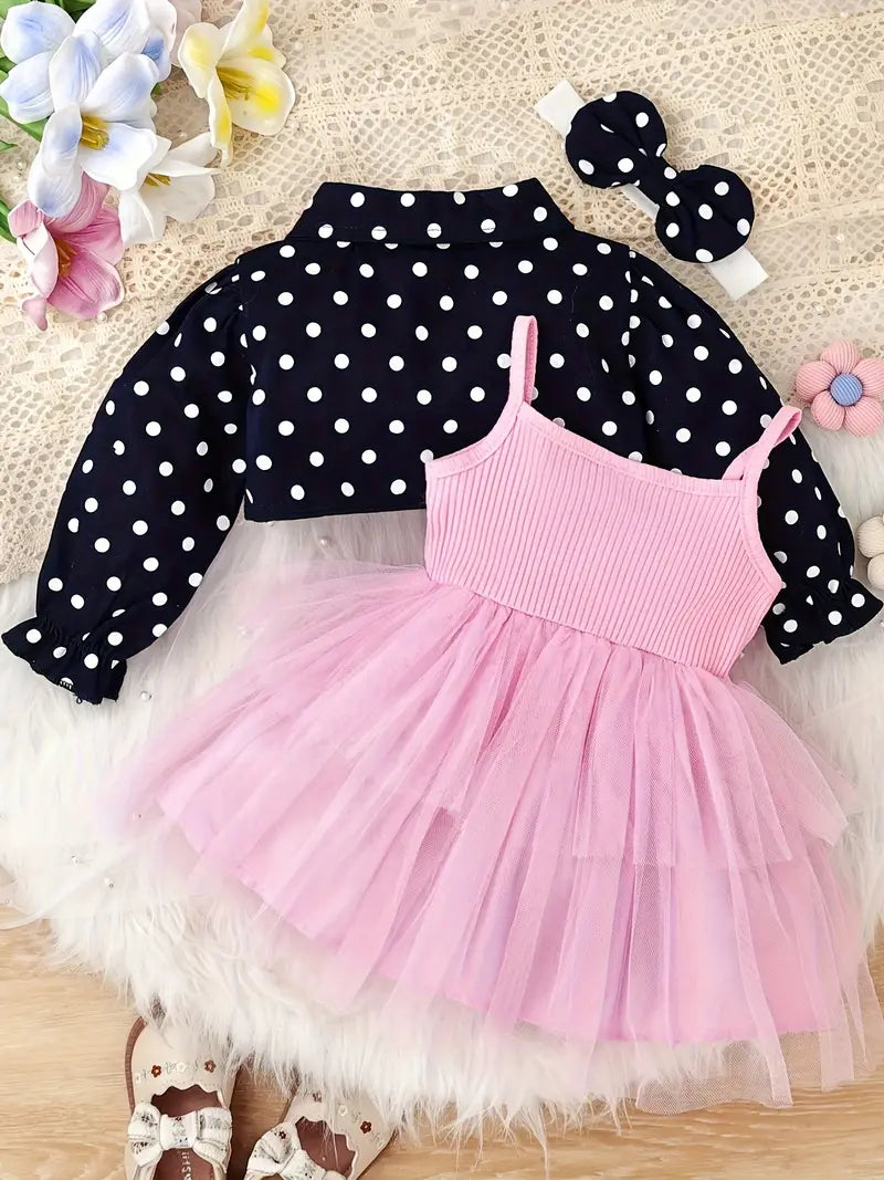 Baby Girl Red Polka Dot Dress Outfit Set