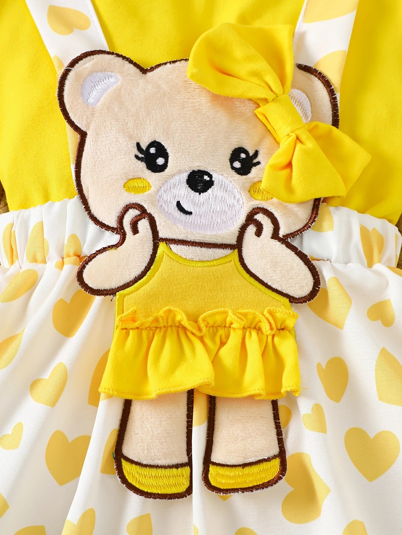 Baby Girl Cartoon Bear Top & Strap Skirt Set with Hairband – Summer Outdoor Outfit