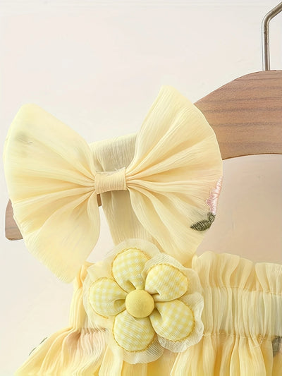 Floral Print Girls’ Sundress with Bow – Sleeveless Summer Dress for Kids