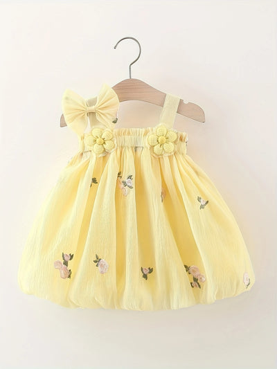 Floral Print Girls’ Sundress with Bow – Sleeveless Summer Dress for Kids