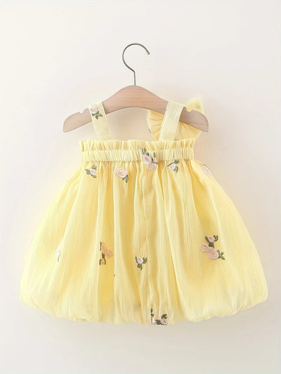 Floral Print Girls’ Sundress with Bow – Sleeveless Summer Dress for Kids