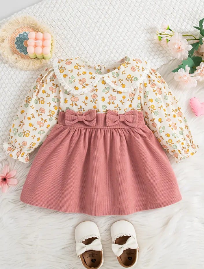 Baby Girl Cute Floral Long-Sleeve Frock