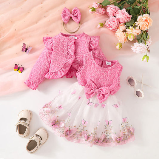 Baby Girl Butterfly 3-Piece Set with Bow | Perfect Party Dress