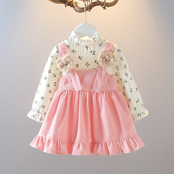 Adorable Baby Girl Frock with Floral Bear Design