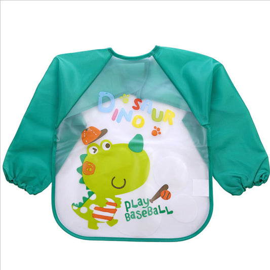 Waterproof Smock with Sleeves – Cartoon Feeding Bib Apron