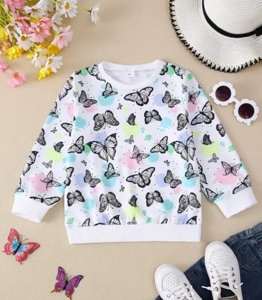 Adorable Heart Print Long-Sleeve Sweatshirt for Girls