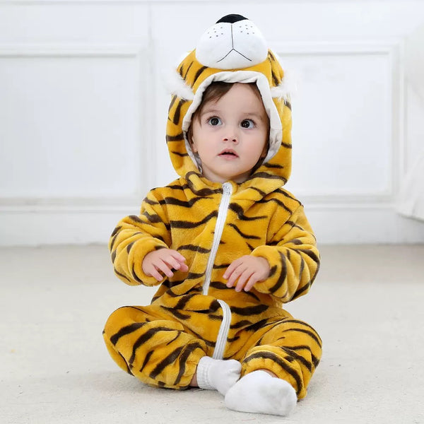 Infant Plush Hooded Tiger Romper