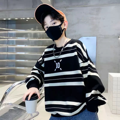 Boys black academic sweatshirt with double sided print