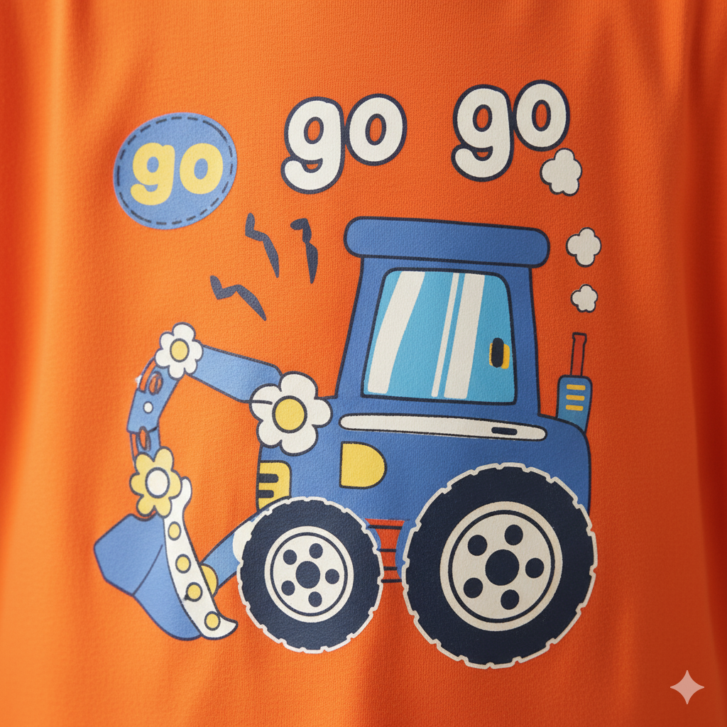 Kids' "Go Go" Tractor Graphic T-Shirt