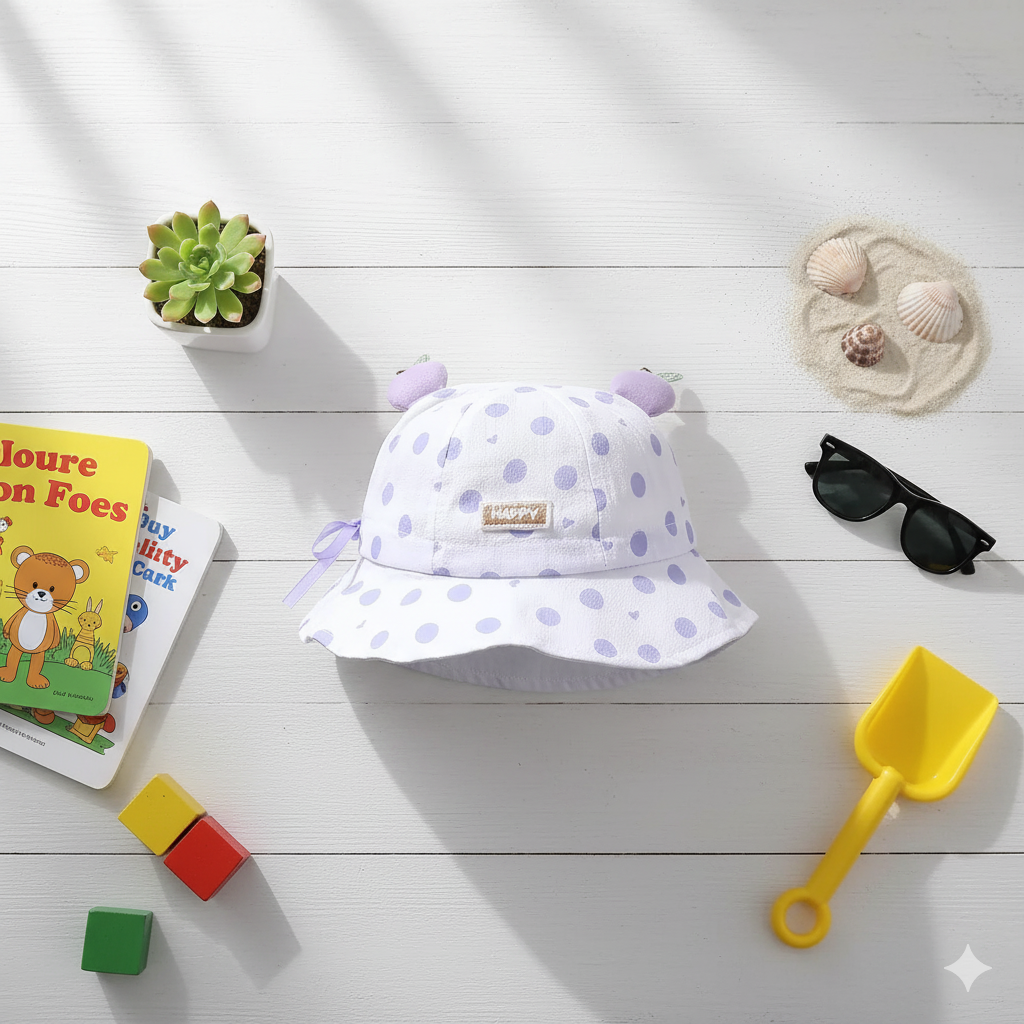 Polka Dot Bunny Ears Kids' Sun Hat