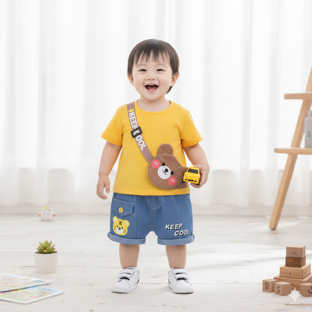 Toddler's Bear Shoulder Bag Short Set