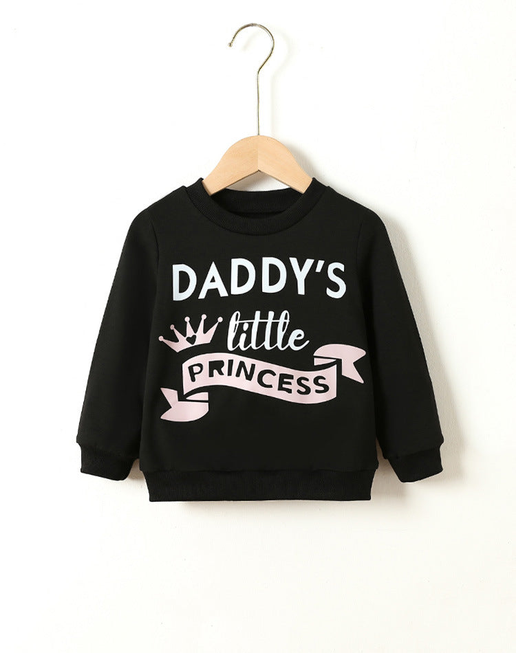 Adorable Pink "Daddy's Little Princess" Cartoon Print Sweatshirt