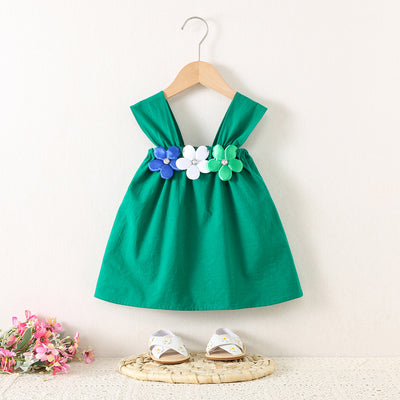 Baby Girl Green Floral Summer Party Dress