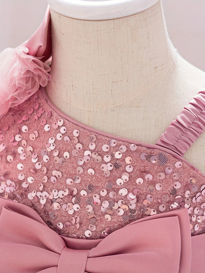 Baby Girl Pink Sequin Tutu Dress with Big Bow – Party & Wedding Outfit
