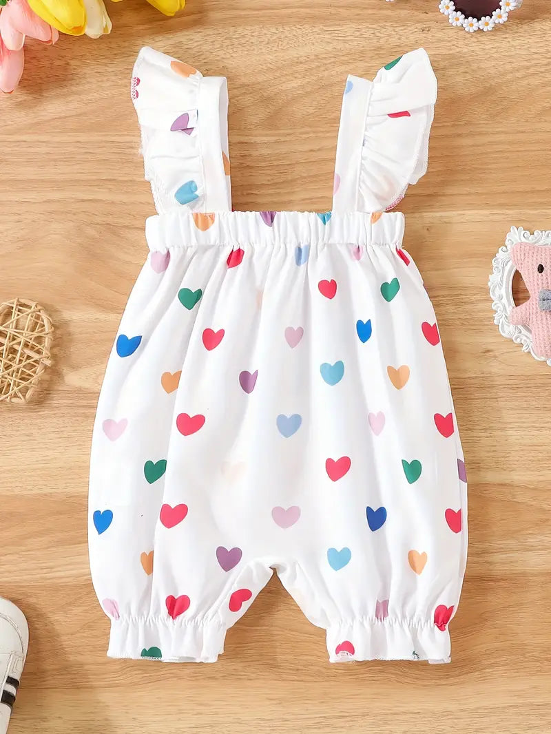 Multi-Color Heart Print Baby Romper