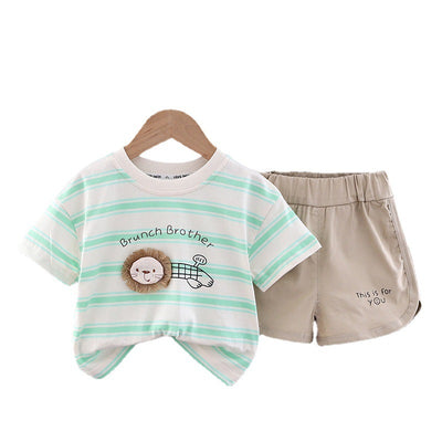 Toddler's Striped Lion T-Shirt & Shorts Set