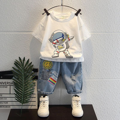 Toddler's Astronaut T-shirt & Denim Short Set