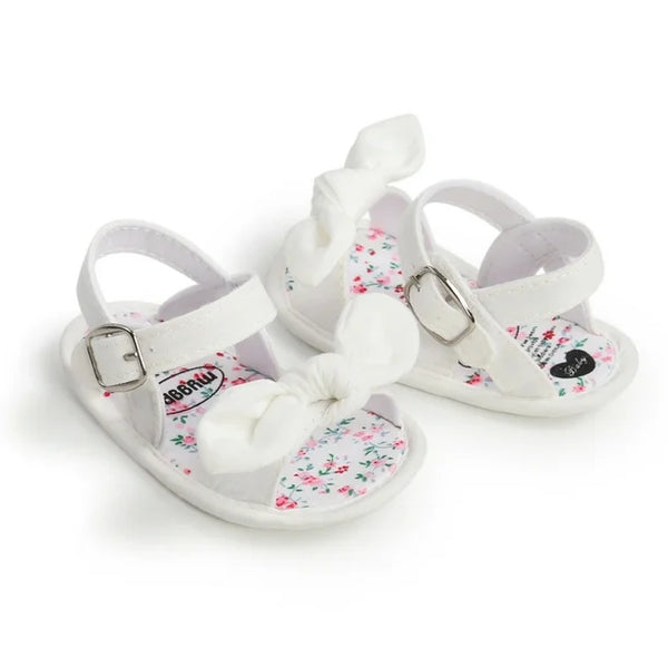 White Bowknot Baby Girl First Walker Sandals