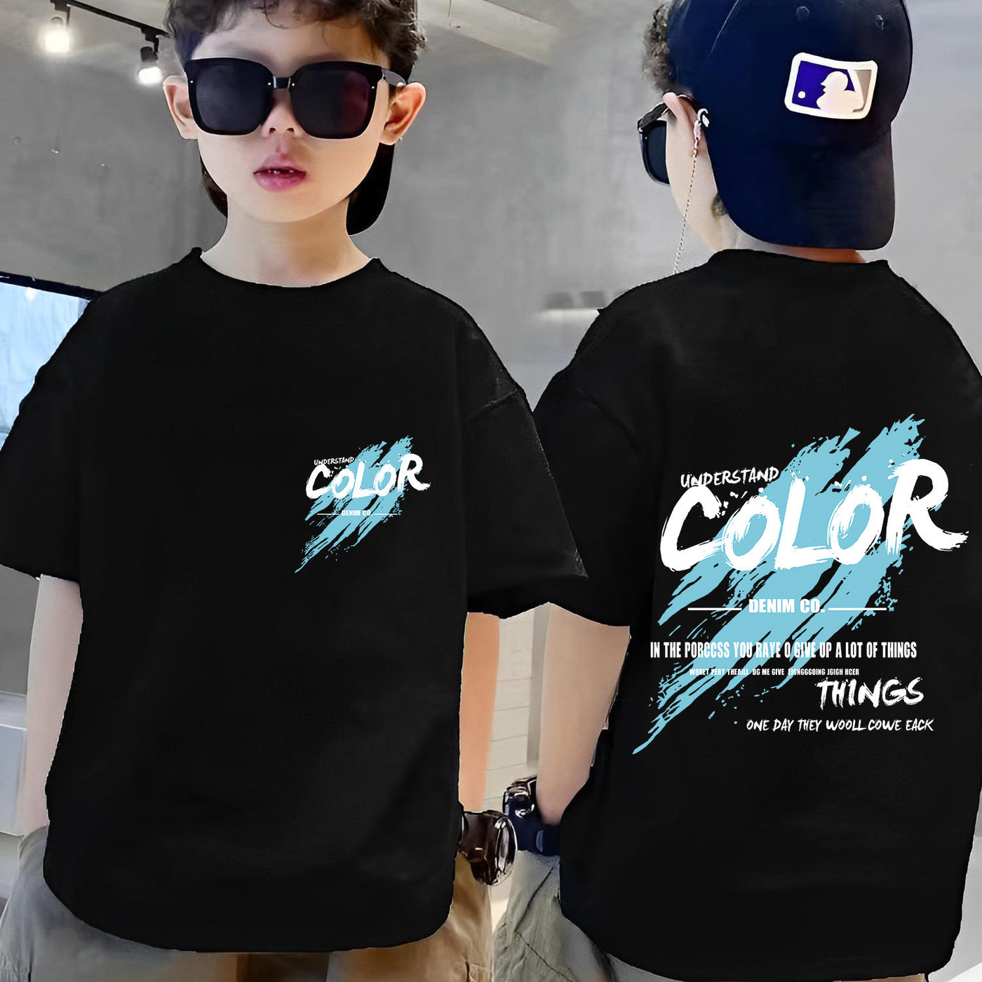 Boys' Loose-Fit Purple Graphic T-Shirt