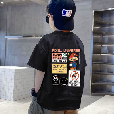 Kids' Pixel Mario Bros Graphic T-Shirt