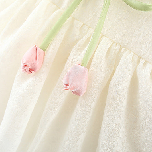 Baby Girl's Tulip Accent Puff Sleeve Dress