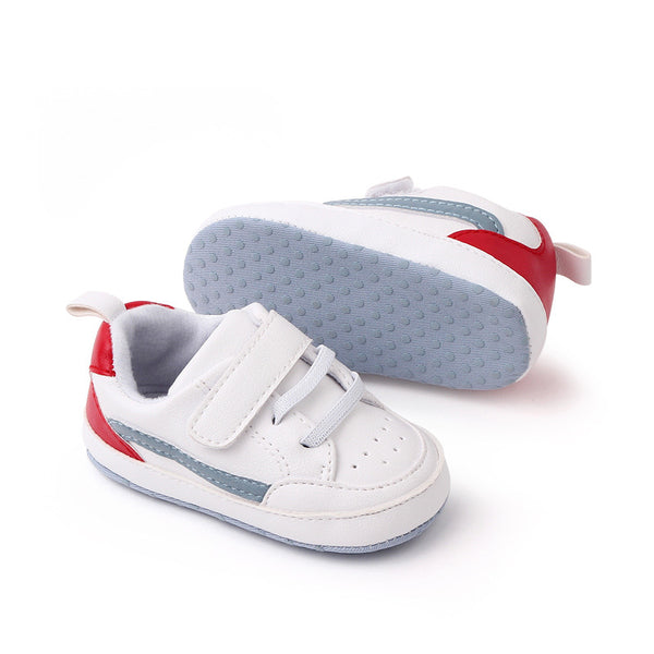 Baby's White & Red Classic Hook-and-Loop Sneakers