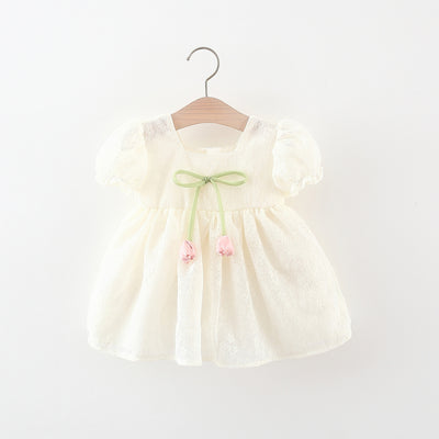 Baby Girl's Tulip Accent Puff Sleeve Dress