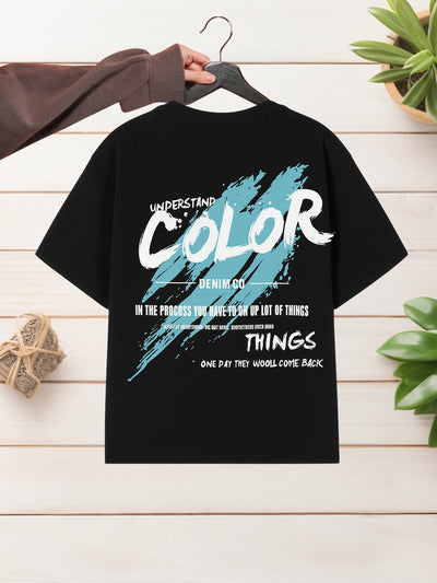 Kids Black Graphic Cotton T-Shirt | Double-Sided Print