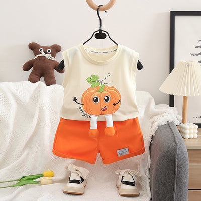 Toddler's Pumpkin Short Set with 3D Legs
