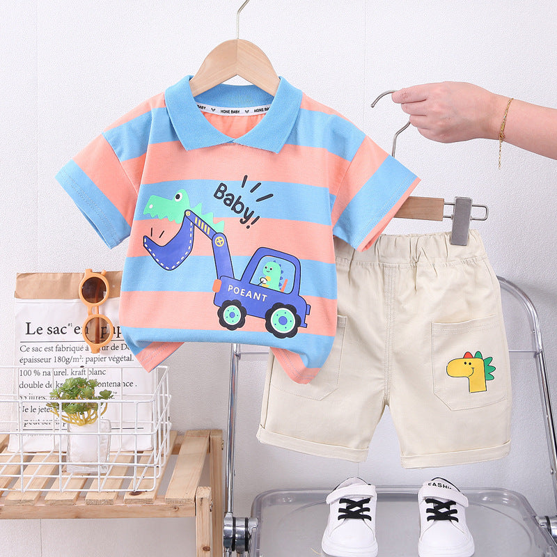 Baby Dinosaur Excavator Polo Shirt & Shorts Set