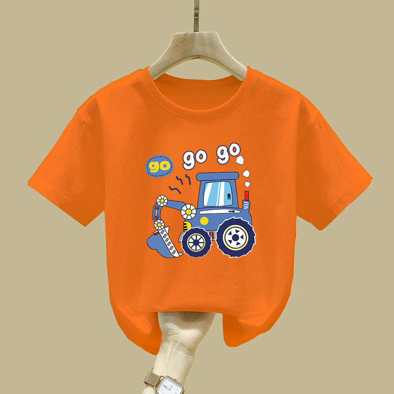 Kids' "Go Go" Tractor Graphic T-Shirt