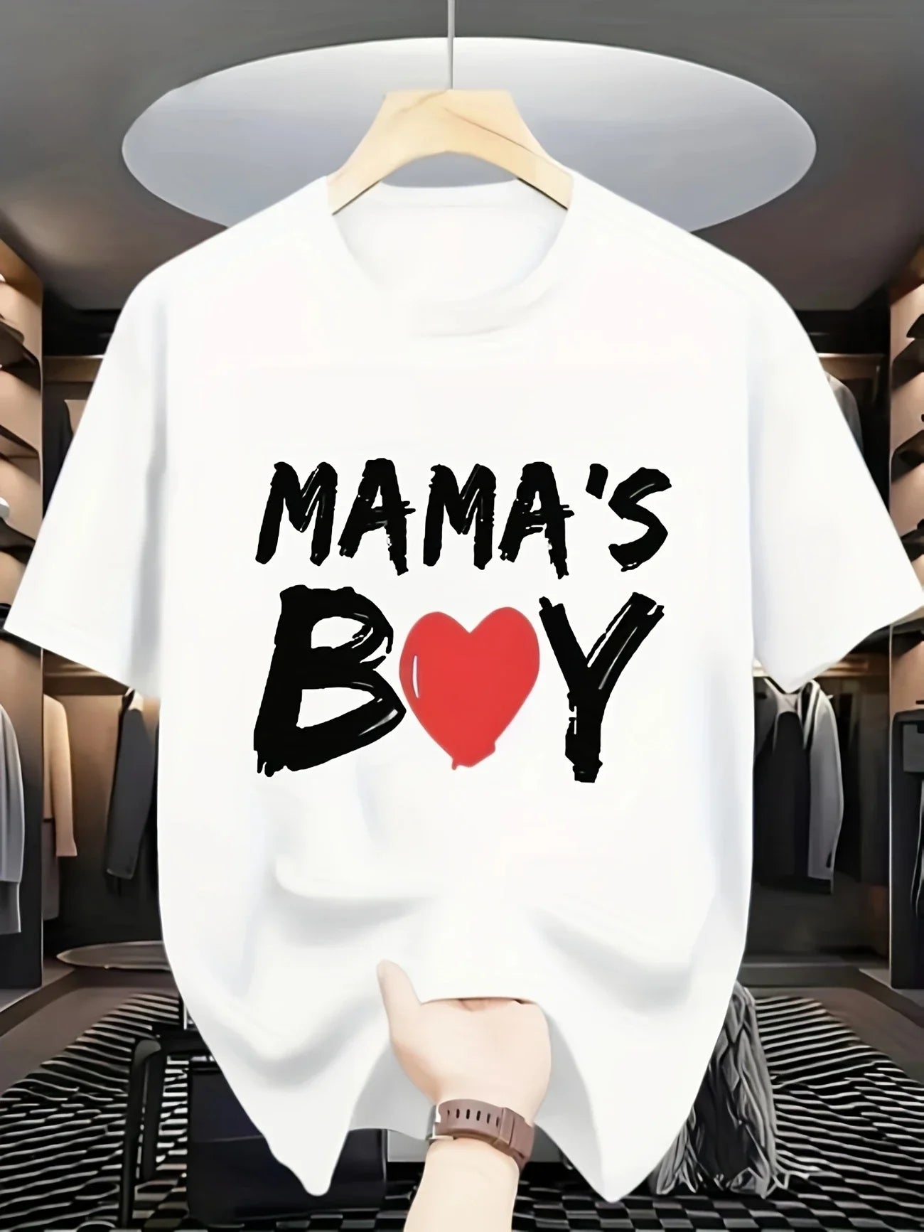 Mama's Boy Printed White Cotton T-Shirt