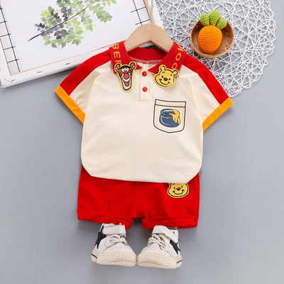 Toddler Cartoon Polo Shirt & Shorts Set