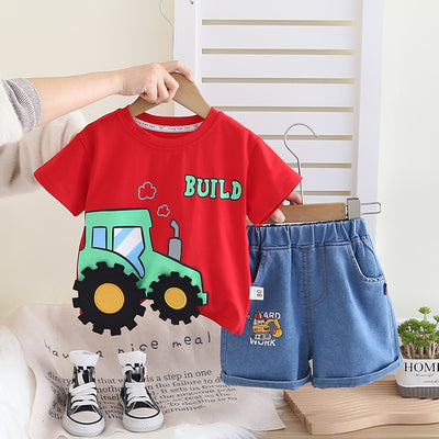 Toddler Tractor T-Shirt & Denim Shorts Set