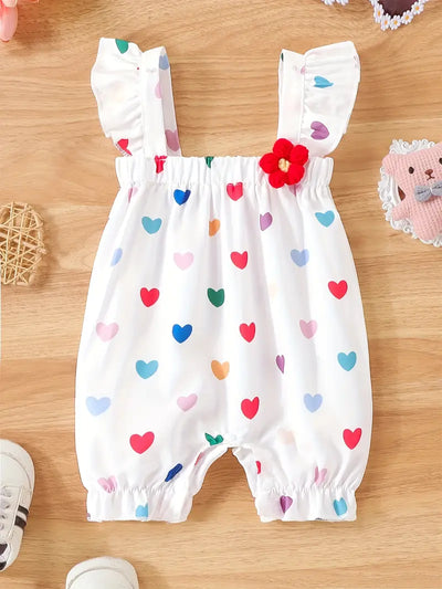 Multi-Color Heart Print Baby Romper