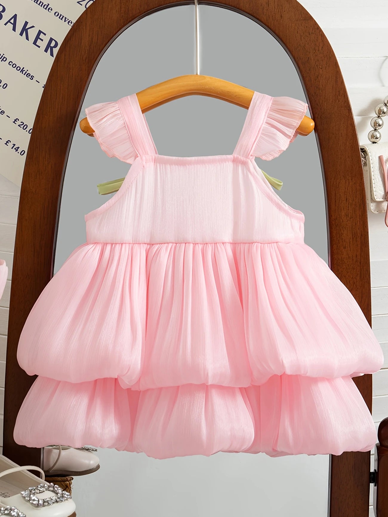 Cute Minies Pink Summer Princess Dress – Baby Girl Sleeveless Outfit with Bows & Ruffles