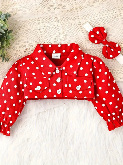 Baby Girl Red Polka Dot Dress Outfit Set