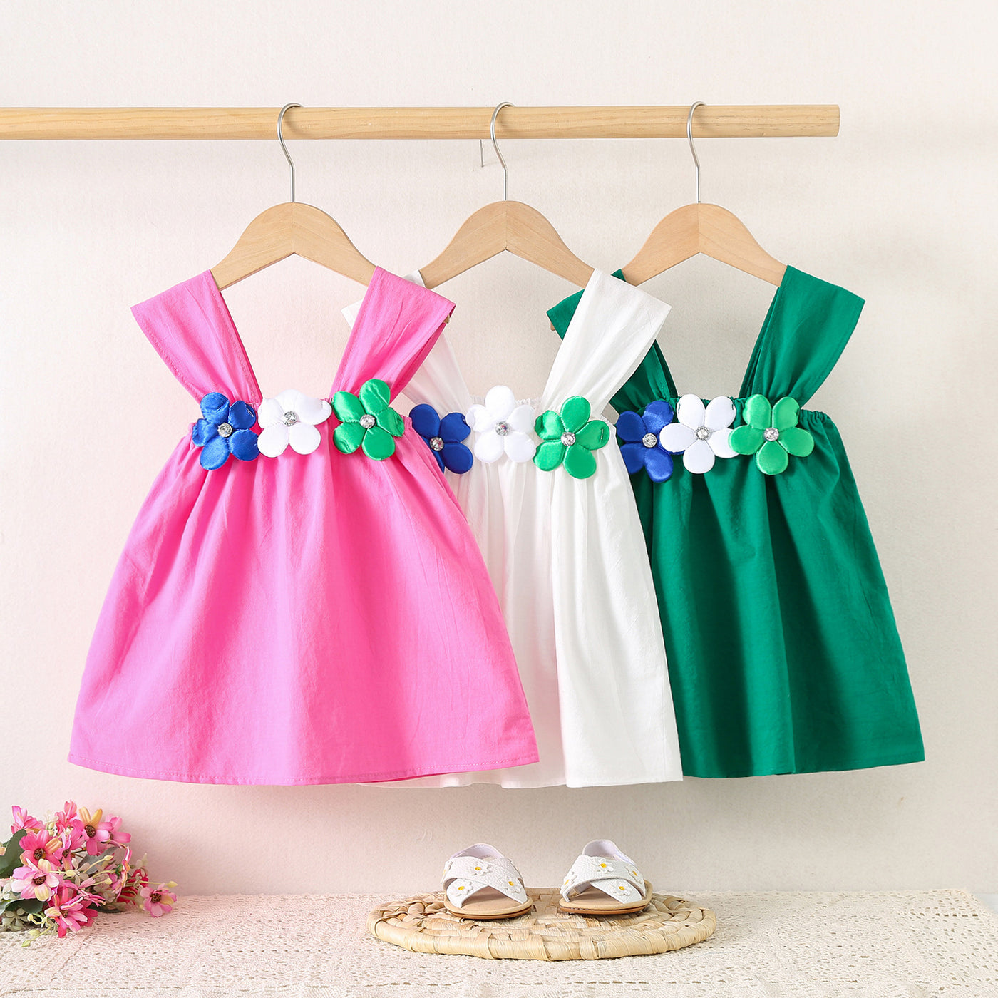 Baby Girl Green Floral Summer Party Dress