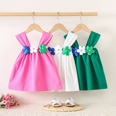 Baby Girl Green Floral Summer Party Dress